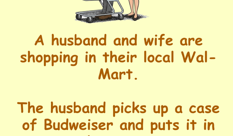 A husband and wife are shopping in their local Wal-Mart.